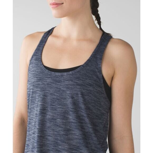 LULULEMON Salute the Sun Tank Sz 4 Heathered Inkwell - Picture 2 of 6